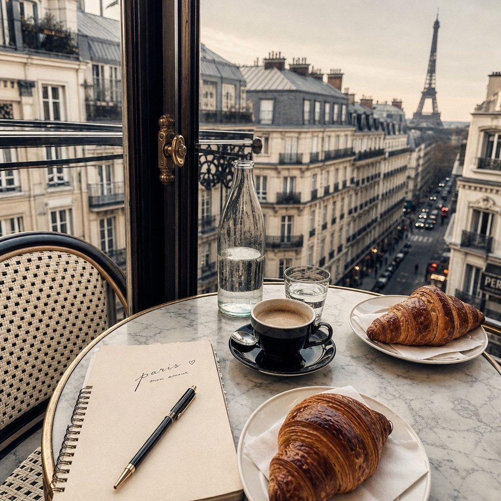 A view from a Parisian street of warm-lit café windows and cobblestones at dusk — the setting of Anna and the French Kiss by Stephanie Perkins